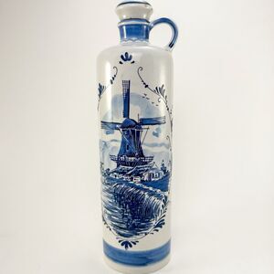 Bols Delft Blue Hand Painted Holland Ceramic Decanter Bottle w Stopper